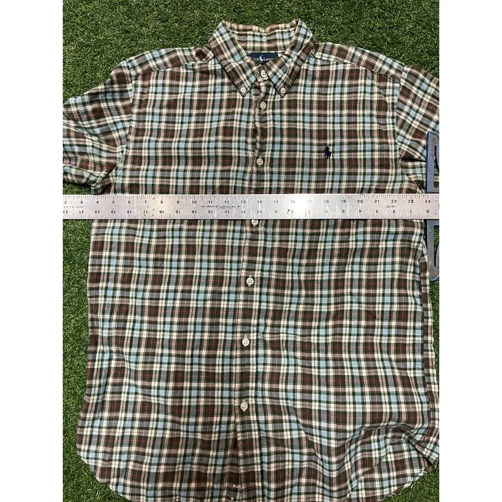 Vintage Ralph Lauren Shirt Boys XL(18-20) Multicolor Plaid Pony Logo Button Down